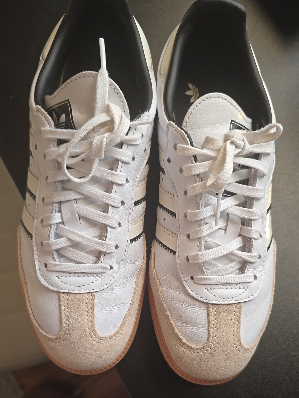 adidas Samba-Inspired Sneakers with Tan Suede Toe BIG KID SIZE 7Y(W8.5)